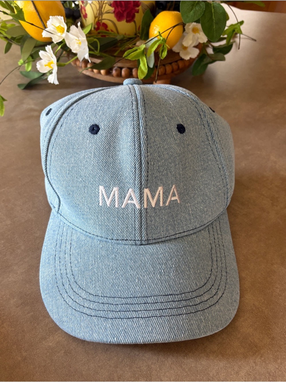 Light Blue "MAMA" Denim Cap